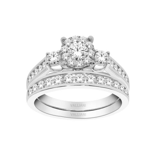 Diani® 3-stone Halo Bridal Ring Set - 1 Ct. T.w. in 14K White Gold