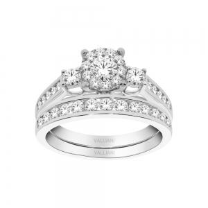 Diani® 3-stone Halo Bridal Ring Set - 1 Ct. T.w. in 14K White Gold
