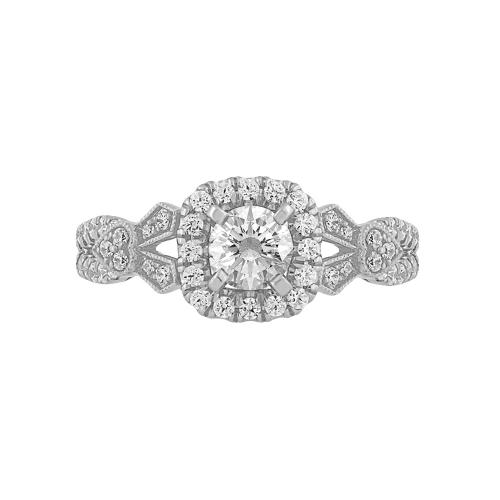 Diani® Semi-mount Cushion Halo Engagement Ring - 0.50 Ct. T.w. in 14K White Gold