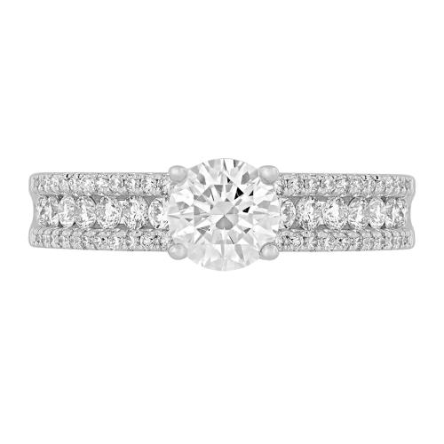 Diani® 2-row Semi-mount Engagement Ring Set- 0.75 Ct. T.w. in 14K White Gold