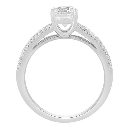 Diani® 2-row Semi-mount Engagement Ring Set- 0.75 Ct. T.w. in 14K White Gold