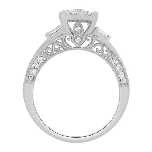 Diani® Cluster with Baguette Accents Bridal Ring Set - 1 Ct. T.w. in 14K White Gold