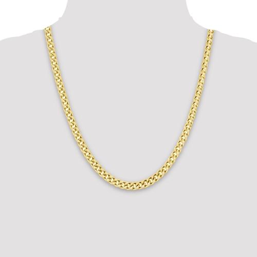 30 inch 6 mm Solid Miami Cuban Chain Necklace In 14Kt Yellow Gold