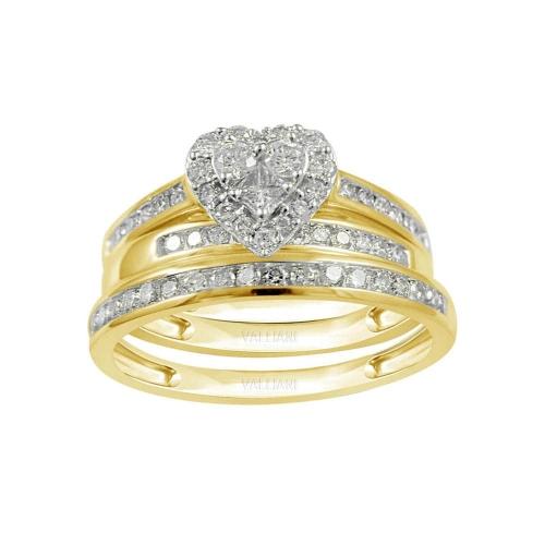 1.65 Ct. T.w. Diamond Trio Bridal Ring Set In 14Kt Yellow Gold