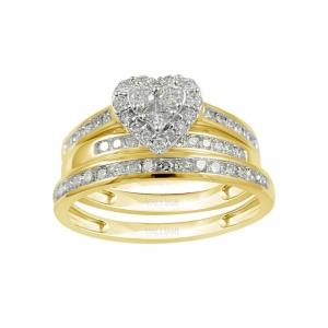 1.65 Ct. T.w. Diamond Trio Bridal Ring Set In 14Kt Yellow Gold