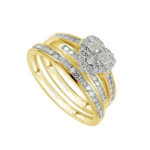 1.65 Ct. T.w. Diamond Trio Bridal Ring Set In 14Kt Yellow Gold