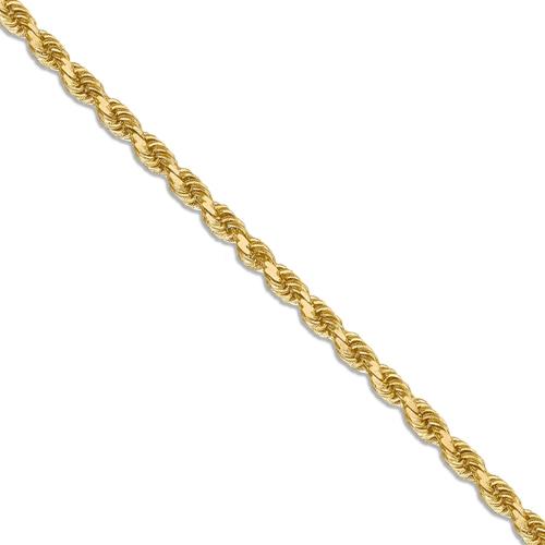 18 inch 3 mm Diamond Cut Solid Rope Chain Necklace In 14Kt Yellow Gold