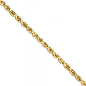 18 inch 3 mm Diamond Cut Solid Rope Chain Necklace In 14Kt Yellow Gold
