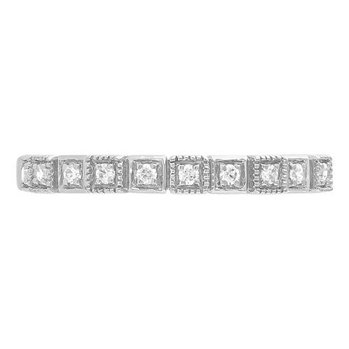 Diani®  11-stone Milgrain Bezel Stackable Band - 0.10 Ct. T.w. in 14K White Gold
