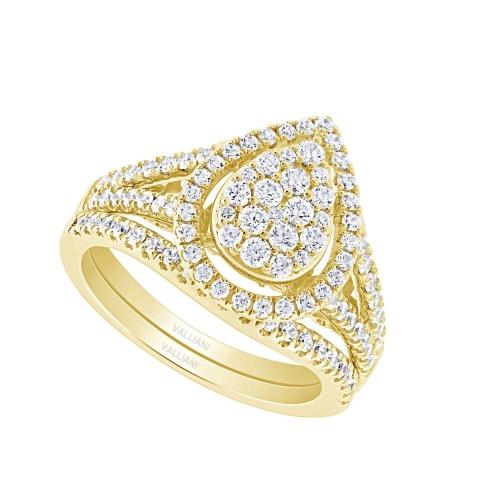Everlasting Love® Pear-Shaped Composite Halo Diamond Ring Set - 1 Ct. T.w. in 14K Yellow Gold