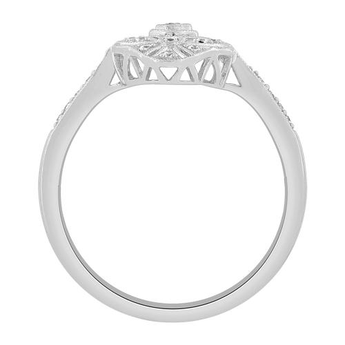Diani® Vintage Milgrain Bezel Floral Ring - 0.20 Ct. T.w. in 14K White Gold