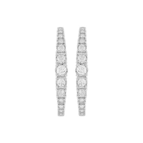 Diani® 26-stone Graduated Hoops - 1 Ct. T.w. in 14K White Gold