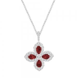 Ruby Clover Diamond Pendant - 1.06 Ct. T.w. in 14K White Gold