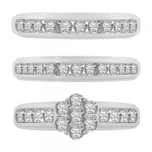 2 Ct. T.w. Diamond Trio Bridal Ring Set In 14Kt White Gold