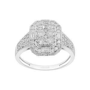 Ultimate Value® Multi-stone Composite Halo with Baguette Accents Diamond Ring - 1 Ct. T.w. in 10K White Gold