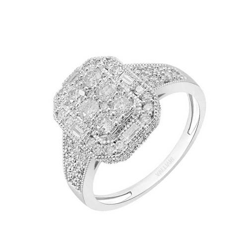 Ultimate Value® Multi-stone Composite Halo with Baguette Accents Diamond Ring - 1 Ct. T.w. in 10K White Gold