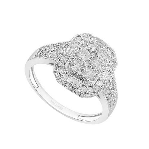 Ultimate Value® Multi-stone Composite Halo with Baguette Accents Diamond Ring - 1 Ct. T.w. in 10K White Gold
