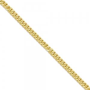 16 inch 2.5 mm Hollow Miami Cuban Chain Necklace In 14Kt Yellow Gold