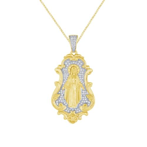 Virgin Mary Diamond Pendant in 14K Gold (0.50 CT. T.W.)