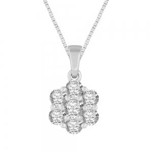 Diani® 7-stone Floral Cluster Pendant - 1 Ct. T.w. in 14K White Gold