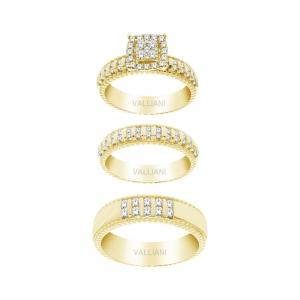 1 Ct. T.w. Diamond Trio Bridal Ring Set In 14Kt Yellow Gold