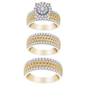 2.00 CT. T.W. Diamond Trio Set In 14K Gold