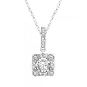 Novello Lab-grown Diamonds Square Halo Cushion Pendant 0.70 Ct. T.w. in 14K White Gold