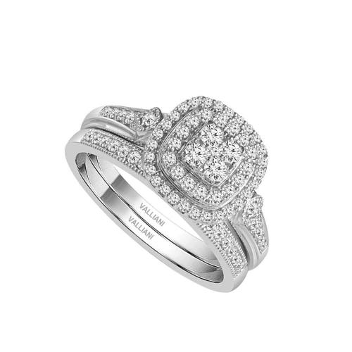 Everlasting Love® Cushion Cluster Diamond Bridal Ring Set - 0.50 Ct. T.w. in 14K White Gold