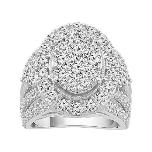 Everlasting Love® Oval Cluster Double Halo Twist Shank Diamond Ring - 4 Ct. T.w. in 14K White Gold