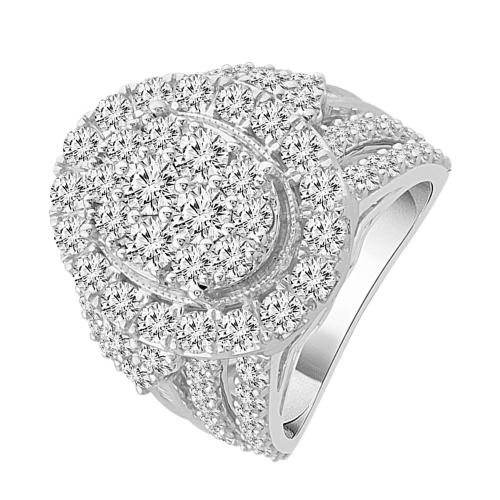 Everlasting Love® Oval Cluster Double Halo Twist Shank Diamond Ring - 4 Ct. T.w. in 14K White Gold