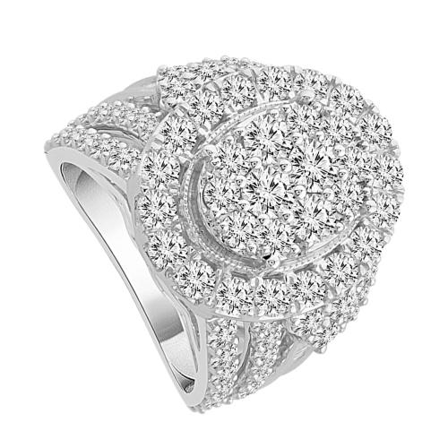 Everlasting Love® Oval Cluster Double Halo Twist Shank Diamond Ring - 4 Ct. T.w. in 14K White Gold