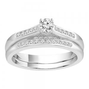 Diani® Solitaire Bridal Ring Set - 1.50 Ct. T.w. in 14K White Gold