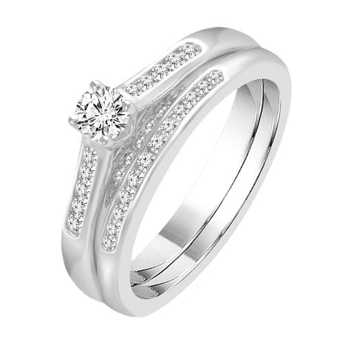 Diani® Solitaire Bridal Ring Set - 1.50 Ct. T.w. in 14K White Gold