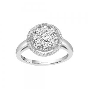 Diani® Cluster Composite Halo Engagement Ring - 0.75 Ct. T.w. in 14K White Gold