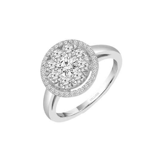 Diani® Cluster Composite Halo Engagement Ring - 0.75 Ct. T.w. in 14K White Gold