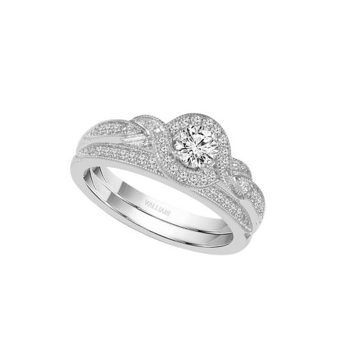 Diani® 3-row Twist Halo Milgrain Bridal Ring Set - 0.50 Ct. T.w. in 14K White Gold