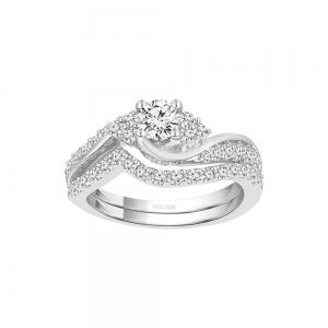 Diani® 2-row Round Solitaire Bridal Ring Set - 1 Ct. T.w. in 14K White Gold