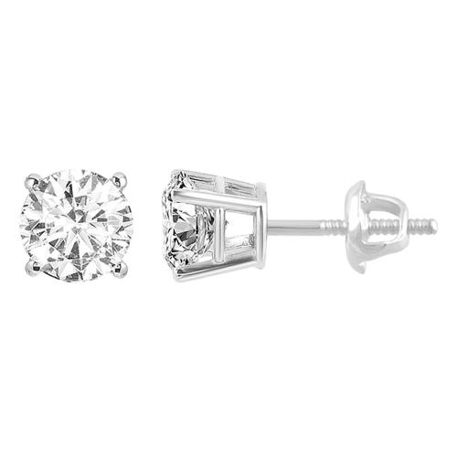Ultimate Value® Round Solitaire Diamond Screw Studs - 0.75 Ct. T.w. in 14K White Gold