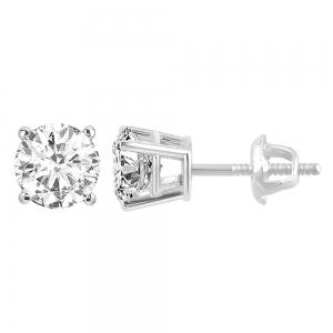 Ultimate Value® Round Solitaire Diamond Screw Studs - 1 Ct. T.w. in 14K White Gold