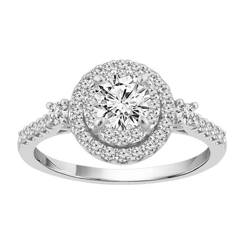 Diani® Double Halo and Accents Engagement Ring - 1 Ct. T.w. in 14K White Gold