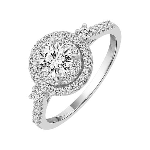 Diani® Double Halo and Accents Engagement Ring - 1 Ct. T.w. in 14K White Gold