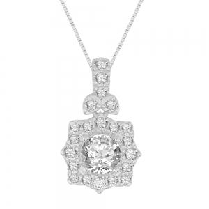 Novello Lab-grown Diamonds Halo Pendant 1.25 Ct. T.w. in 14K White Gold