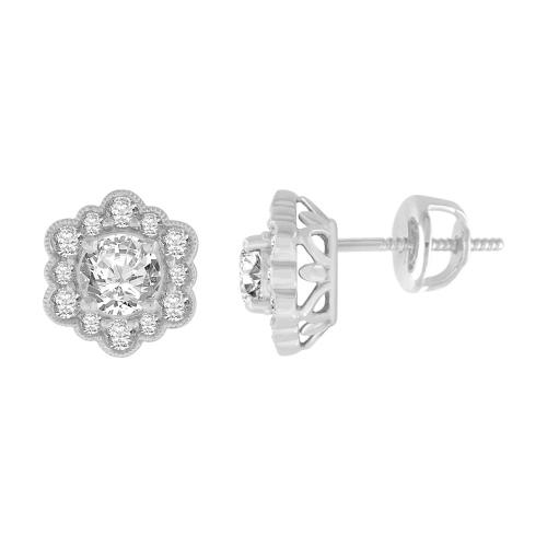 Novello Lab-grown Diamonds Flower Studs 1.75 Ct. T.w. in 14K White Gold