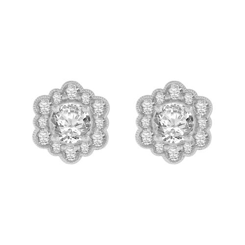 Novello Lab-grown Diamonds Flower Studs 1.75 Ct. T.w. in 14K White Gold