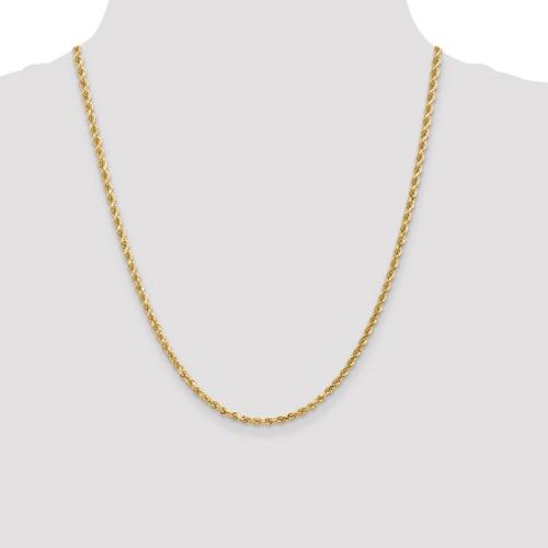 22 inch 2 mm Diamond Cut Rope Chain Necklace In 14Kt Yellow Gold