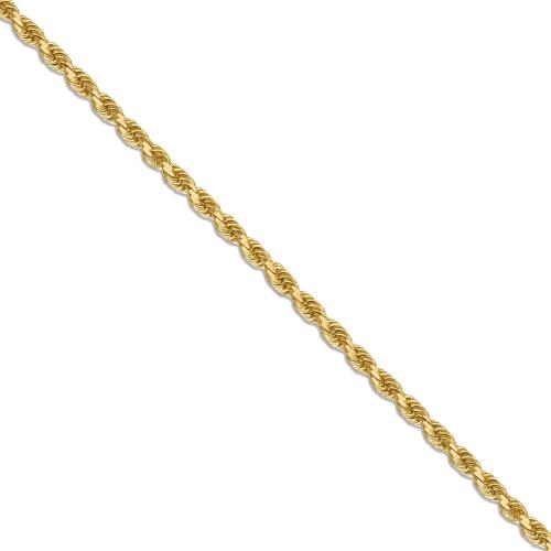 20 inch 2 mm Diamond Cut Rope Chain Necklace In 14Kt Yellow Gold