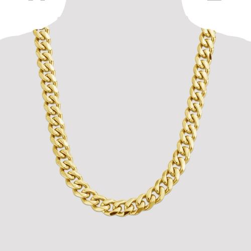 24 inch 9.5 mm Miami Cuban Chain Necklace In 14Kt Yellow Gold