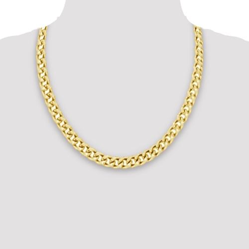 30 inch 7.5 mm Miami Cuban Chain Necklace In 14Kt Yellow Gold