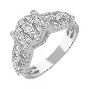 Diani® 3-row Bezel Cluster Bridal Ring - 2.05 Ct. T.w. in 14K White Gold