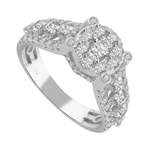 Diani® 3-row Bezel Cluster Bridal Ring - 2.05 Ct. T.w. in 14K White Gold
